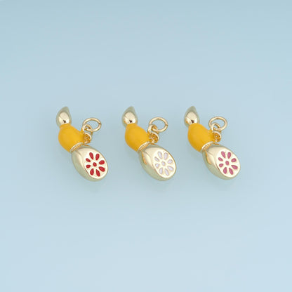 Gold Enamel Lotus Root Pendant,18K Gold Filled Exquisite Charm Bracelet Necklace for DIY Jewelry Making Supply