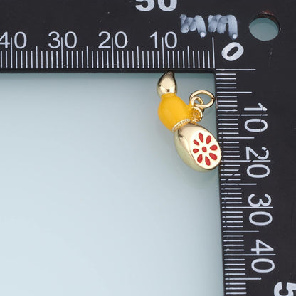 Gold Enamel Lotus Root Pendant,18K Gold Filled Exquisite Charm Bracelet Necklace for DIY Jewelry Making Supply