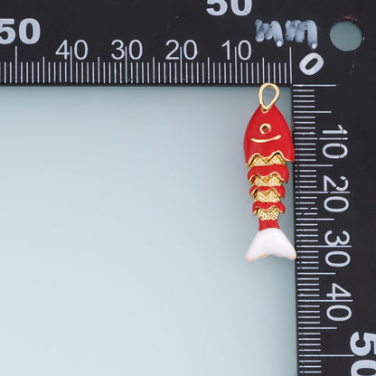 18K Gold Filled Enamel Fish Charm Pendant for Jewelry Making