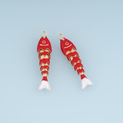 18K Gold Filled Enamel Fish Charm Pendant for Jewelry Making