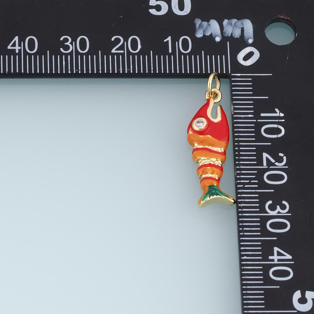 Gold Enamel Fish Pendant,18K Gold Filled Cartoon Style Charm Bracelet Necklace for DIY Jewelry Making Supply