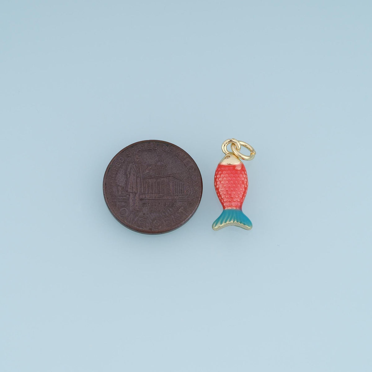 Gold Enamel Fish Pendant,18K Gold Filled Minimalist Charm Bracelet Necklace for DIY Jewelry Making Supply