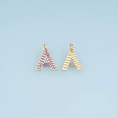 18K Gold Filled Enamel Letter Charm Pendant for Jewelry Making