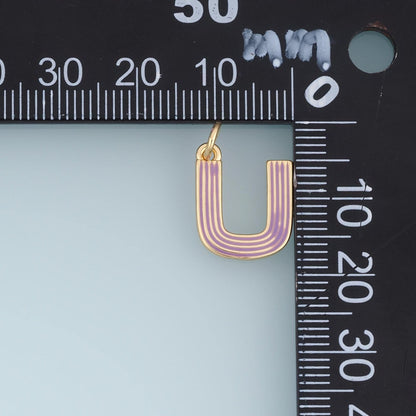 18K Gold Filled Enamel Letter Charm Pendant for Jewelry Making