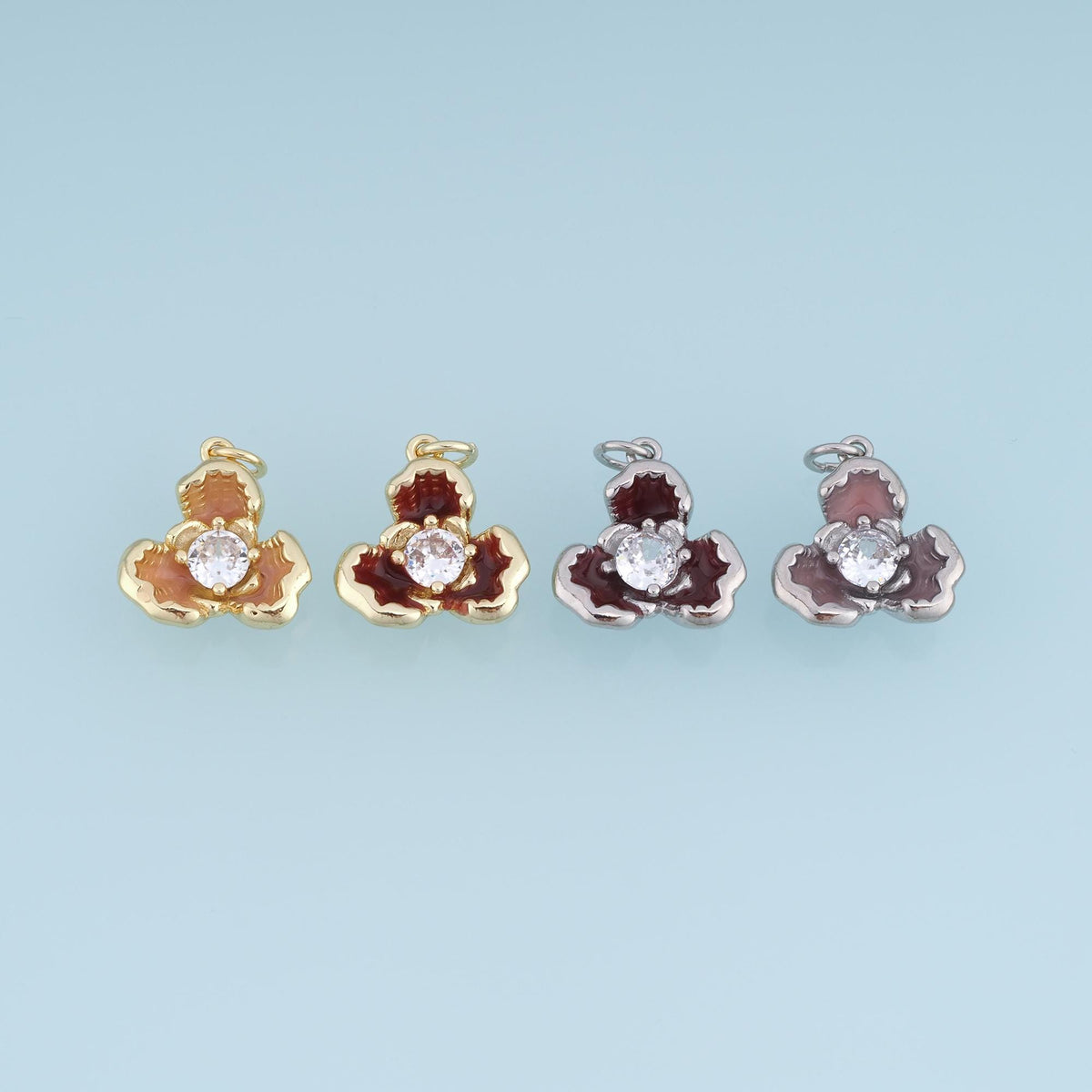 Gold CZ Flower Pendant,18K Gold Filled Exquisite Charm Bracelet Necklace for DIY Jewelry Making Supply