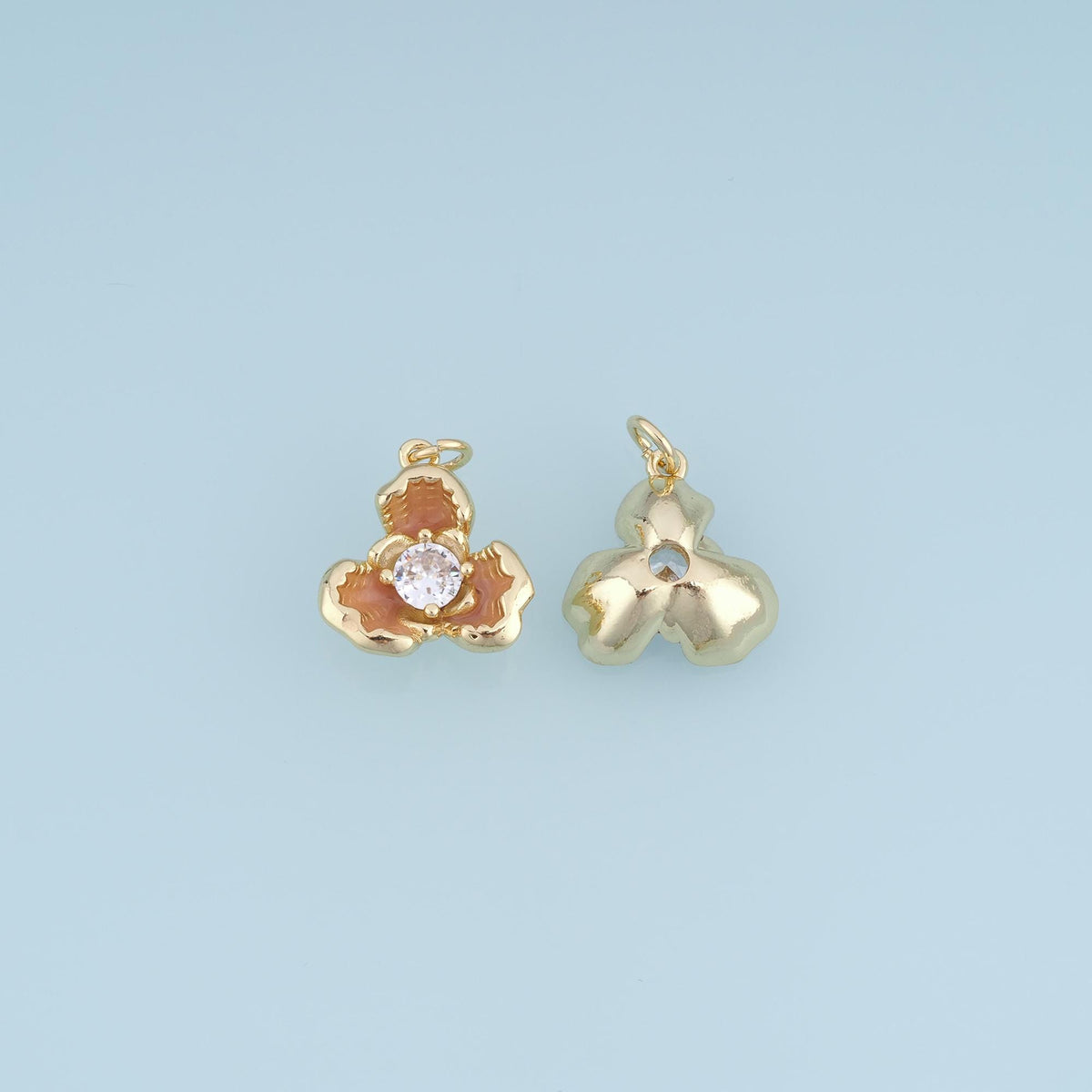 Gold CZ Flower Pendant,18K Gold Filled Exquisite Charm Bracelet Necklace for DIY Jewelry Making Supply