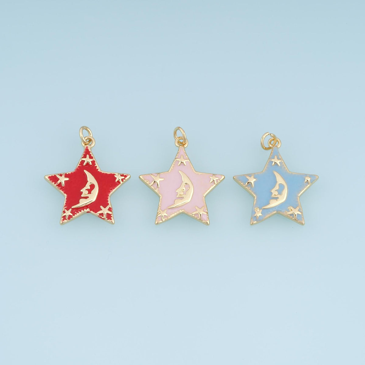 18K Gold Filled Enamel Star Charm Pendant for Jewelry Making