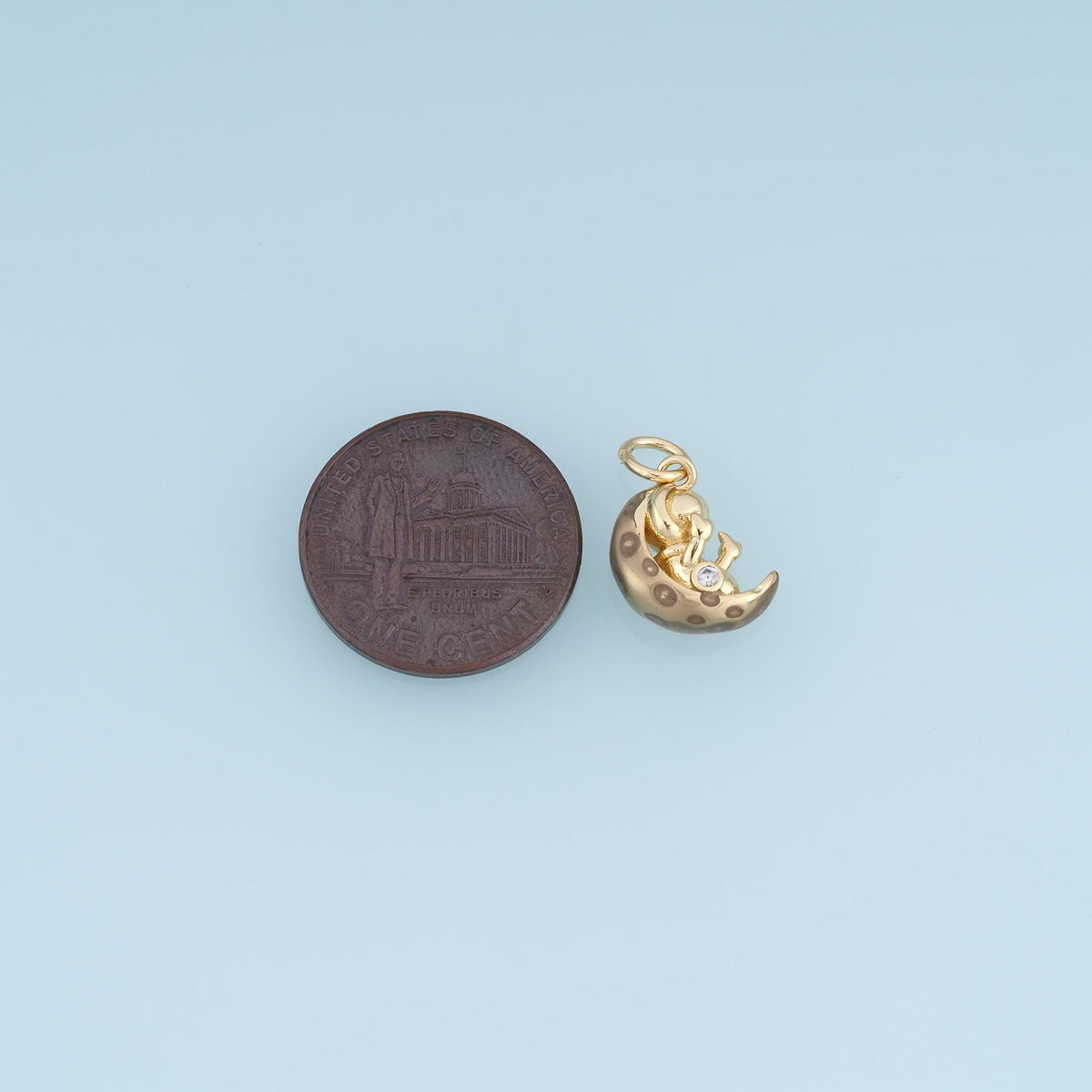 18K Gold Filled Enamel Moon Charm Pendant for Jewelry Making