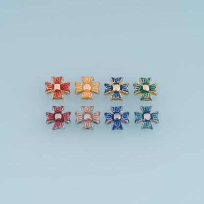 18K Gold Filled Enamel Cross Spacer Beads 7 mm, 1 mm for Jewelry Making