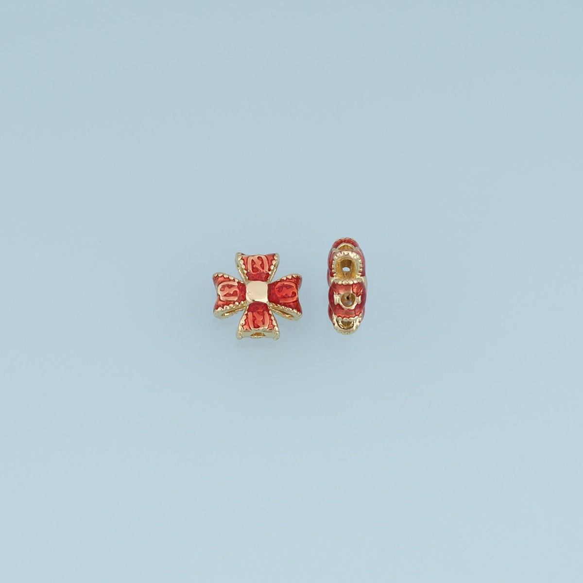 18K Gold Filled Enamel Cross Spacer Beads 7 mm, 1 mm for Jewelry Making