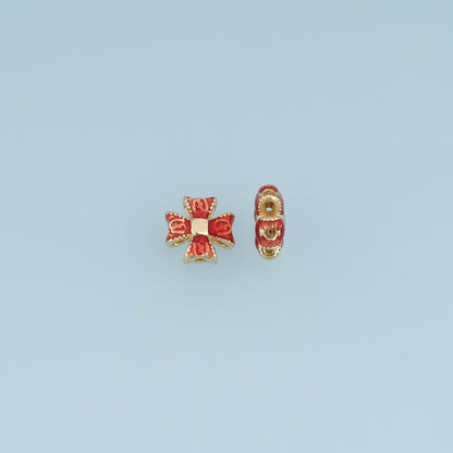 18K Gold Filled Enamel Cross Spacer Beads 7 mm, 1 mm for Jewelry Making