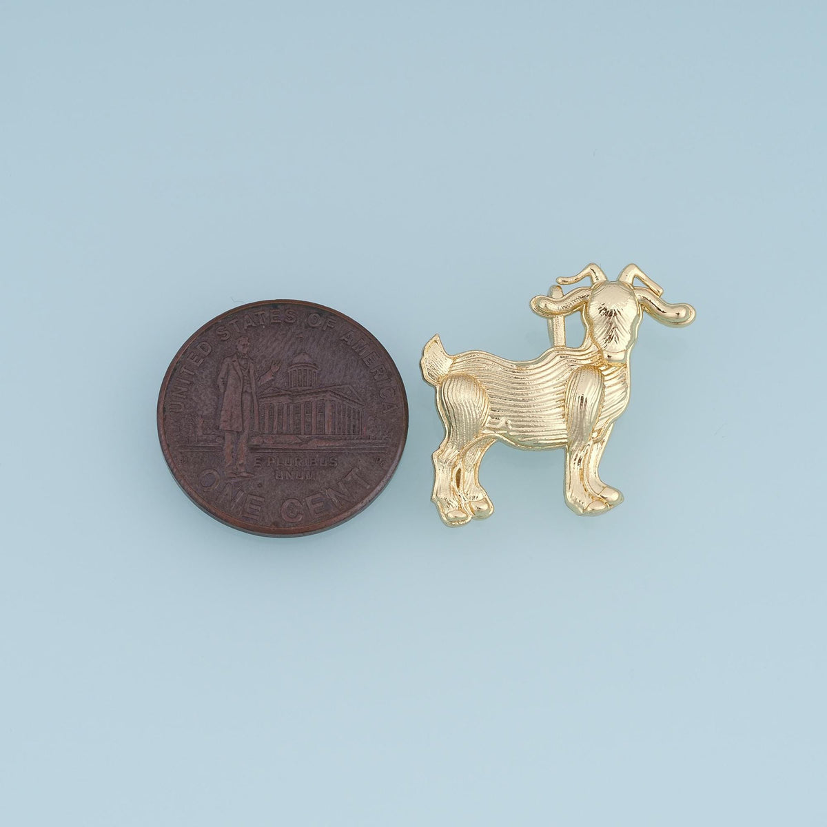 18K Gold Filled Goat Charm,Textured Goat Pendant,Farm Animal Charm,Gold Goat Jewelry,DIY Necklace Bracelet Jewelry Supply