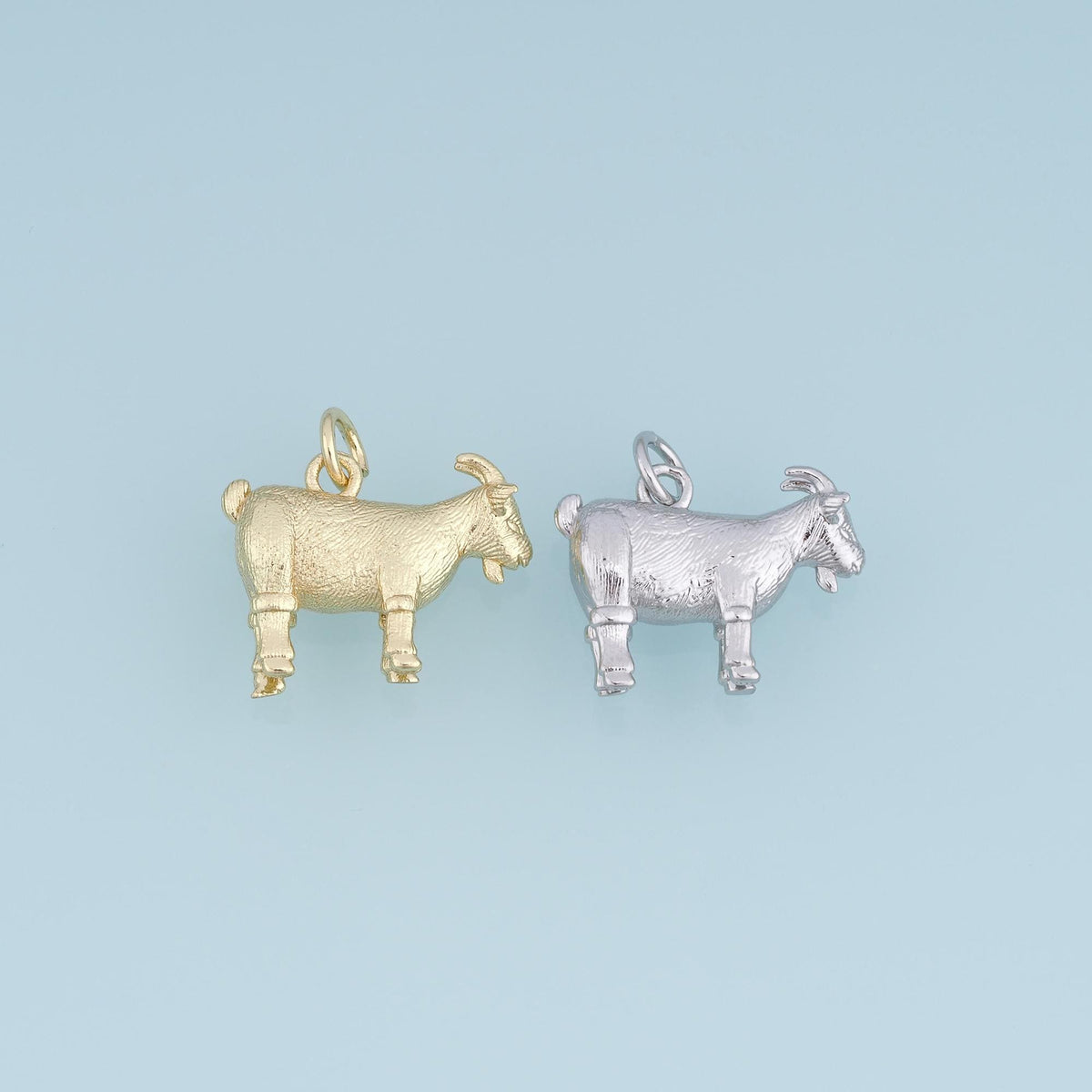 18K Gold Filled Goat Charm,Textured Goat Pendant,Farm Animal Charm,Gold Goat Jewelry,DIY Necklace Bracelet Jewelry Supply
