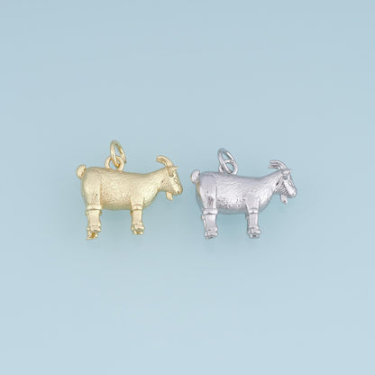 18K Gold Filled Goat Charm,Textured Goat Pendant,Farm Animal Charm,Gold Goat Jewelry,DIY Necklace Bracelet Jewelry Supply