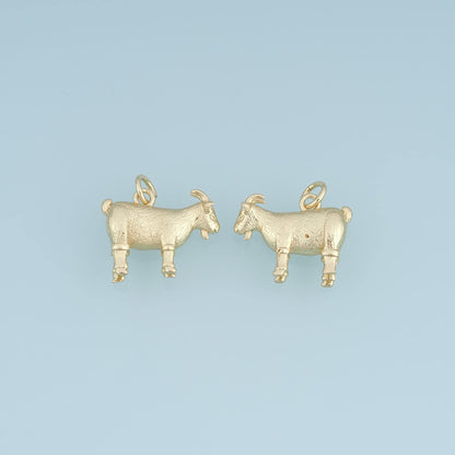 18K Gold Filled Goat Charm,Textured Goat Pendant,Farm Animal Charm,Gold Goat Jewelry,DIY Necklace Bracelet Jewelry Supply