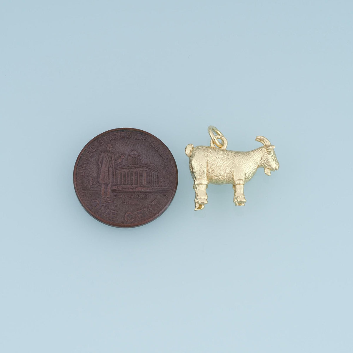 18K Gold Filled Goat Charm,Textured Goat Pendant,Farm Animal Charm,Gold Goat Jewelry,DIY Necklace Bracelet Jewelry Supply