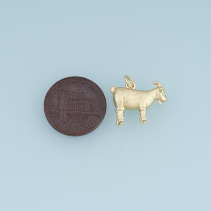 18K Gold Filled Goat Charm,Textured Goat Pendant,Farm Animal Charm,Gold Goat Jewelry,DIY Necklace Bracelet Jewelry Supply
