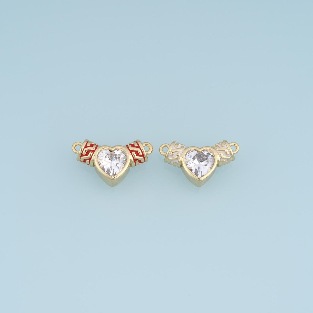 18K Gold Filled Cubic Zirconia Heart Connector 19 mm, 11 mm for Jewelry Making