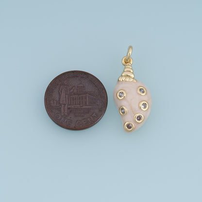18K Gold Filled Pearl Shell Charm Pendant for Jewelry Making