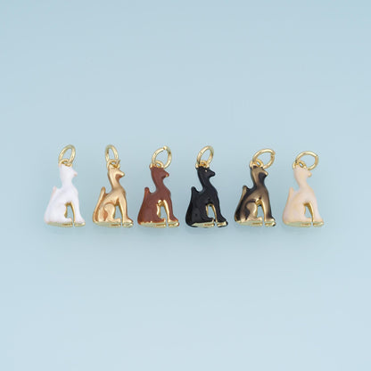 18K Gold Filled Enamel Dog Charm Pendant for Jewelry Making