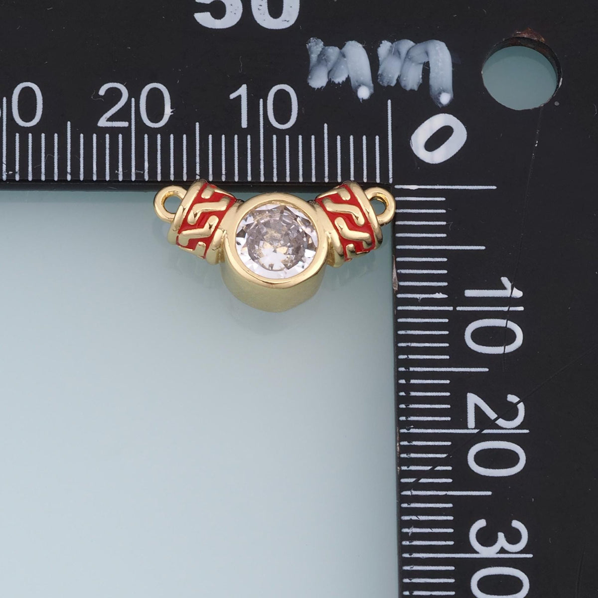 18K Gold Filled Cubic Zirconia Heart Connector 18.5 mm, 10 mm for Jewelry Making