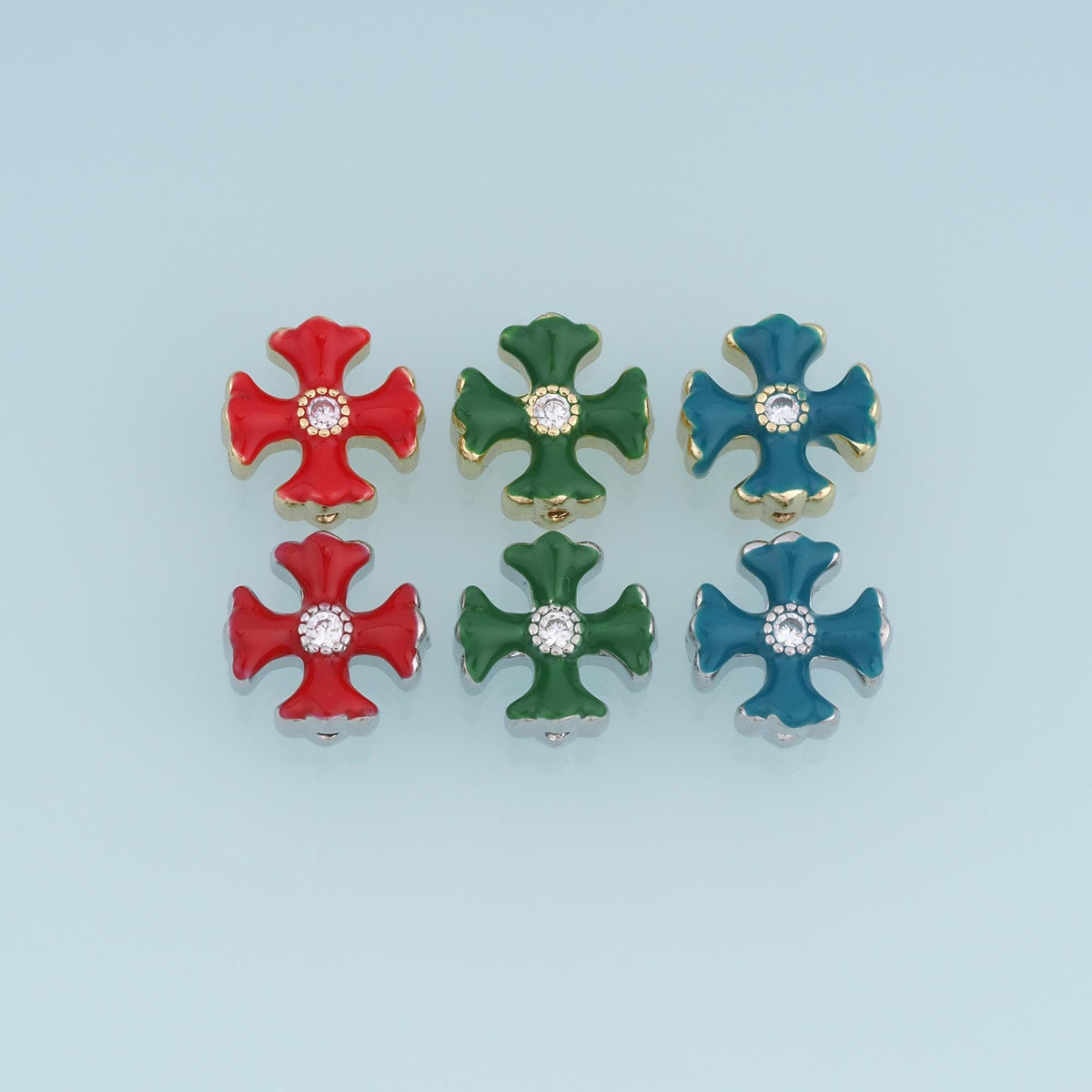 18K Gold Filled Enamel Cross Spacer Beads 12 mm, 1 mm for Jewelry Making