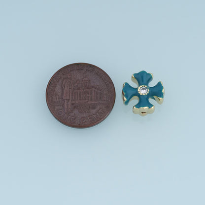 18K Gold Filled Enamel Cross Spacer Beads 12 mm, 1 mm for Jewelry Making