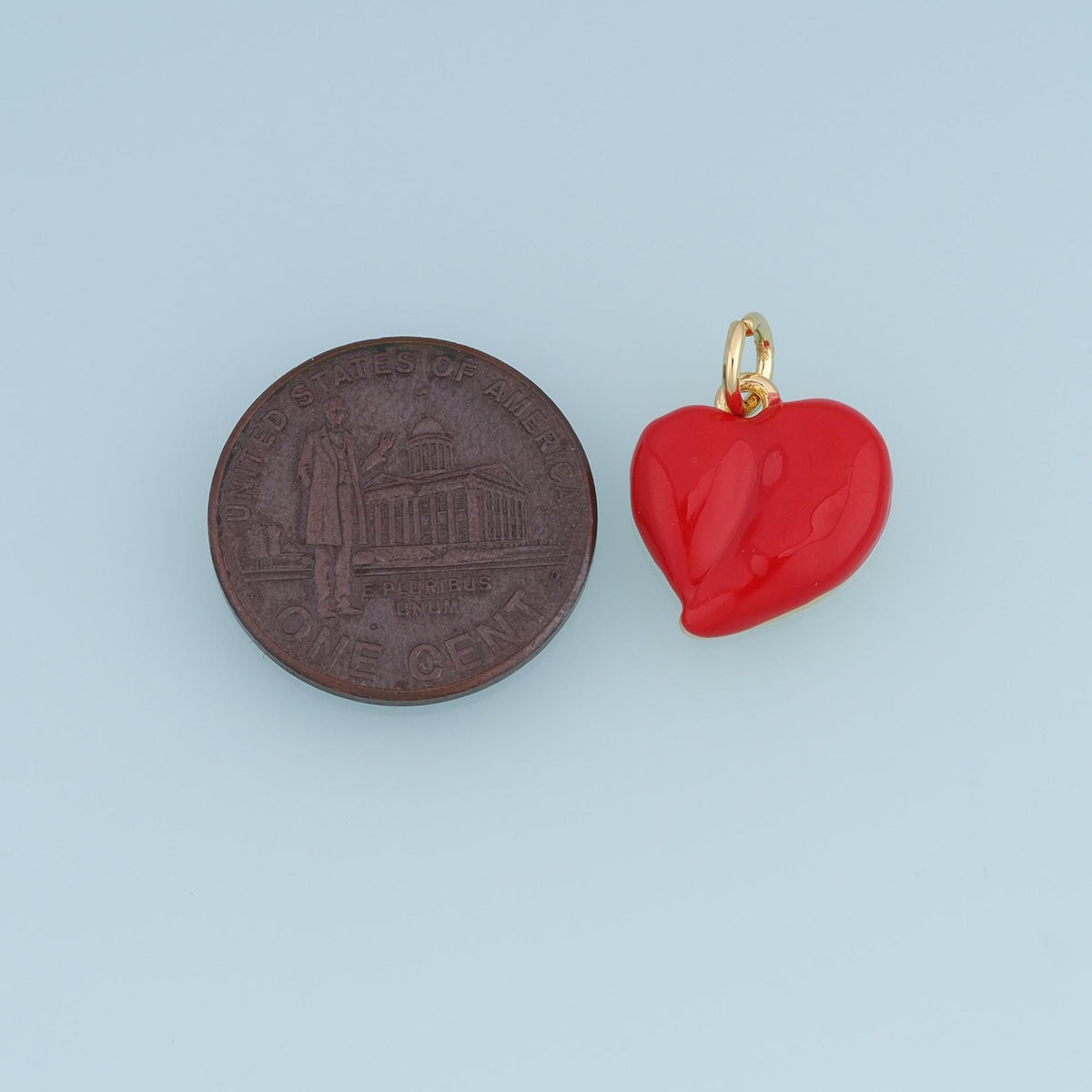 18K Gold Filled Puffy Heart Charm,Enamel Heart Pendant,Red Blue Pink Heart Charm,Embossed Love Charm,DIY Necklace Bracelet Je