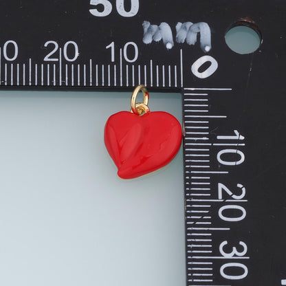 18K Gold Filled Puffy Heart Charm,Enamel Heart Pendant,Red Blue Pink Heart Charm,Embossed Love Charm,DIY Necklace Bracelet Je