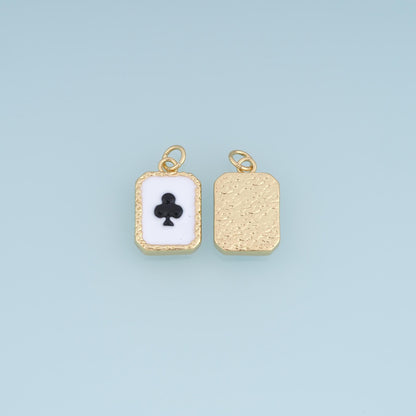 Gold Enamel Plum Bossom Playing Cards Pendant,18K Gold Filled Exquisite Charm Bracelet Necklace for DIY Jewelry Making Supply