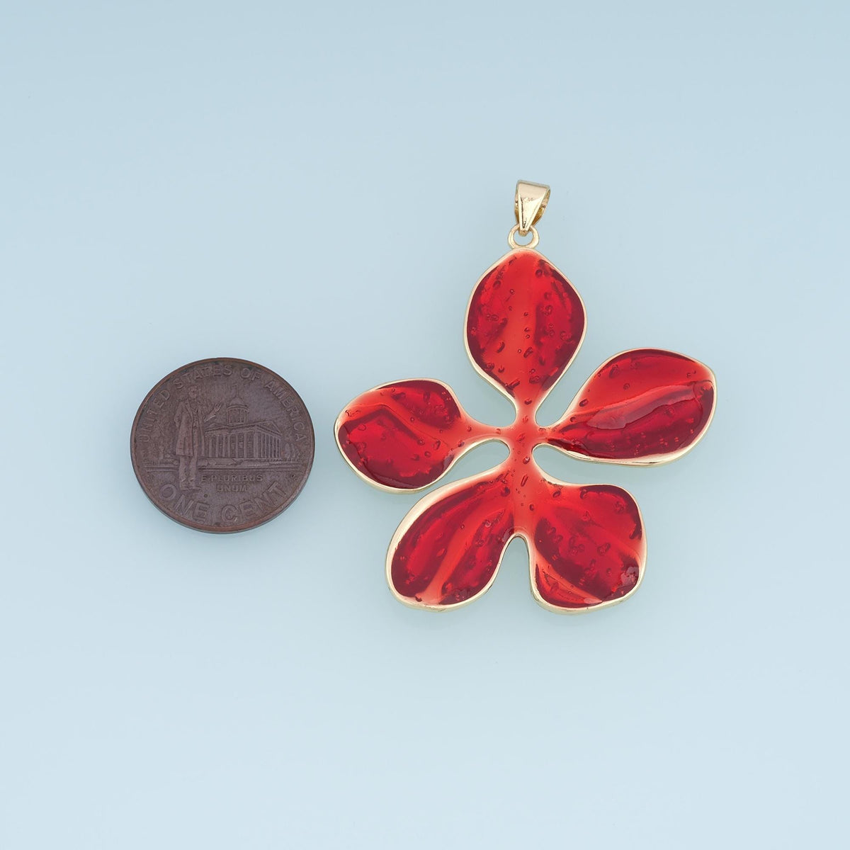 18K Gold Filled Enamel Flower Charm Pendant for Jewelry Making
