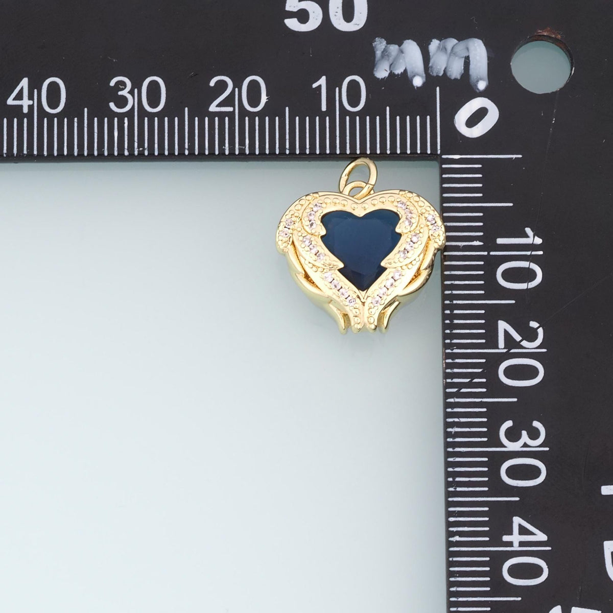 Gold CZ Wing Heart Pendant,18K Gold Filled Opulent Vintage Style Charm Bracelet Necklace for DIY Jewelry Making Supply