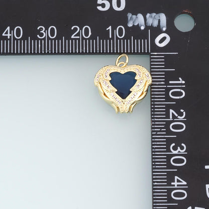 Gold CZ Wing Heart Pendant,18K Gold Filled Opulent Vintage Style Charm Bracelet Necklace for DIY Jewelry Making Supply