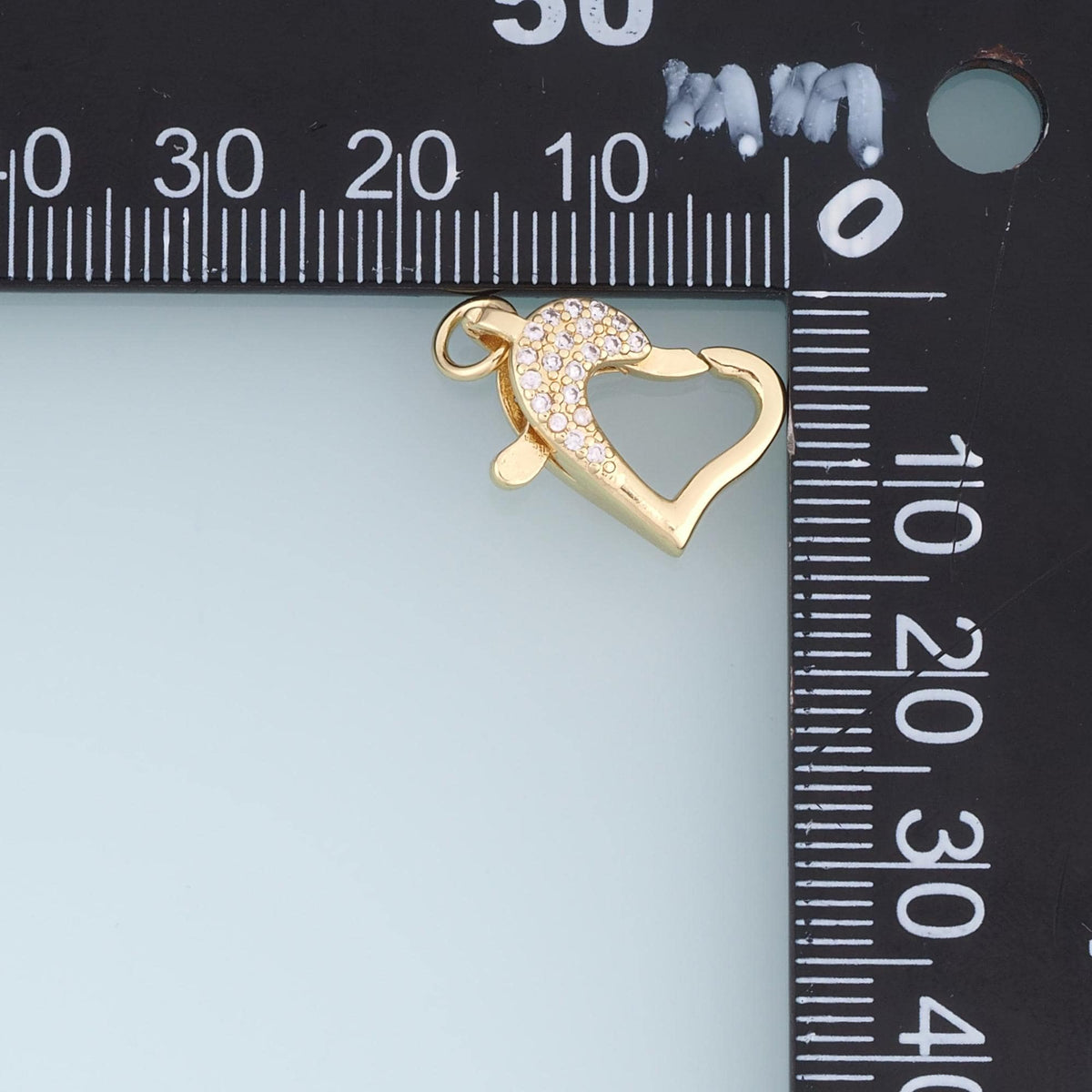 18K Gold Filled Cubic Zirconia Heart Clasp for Jewelry Making