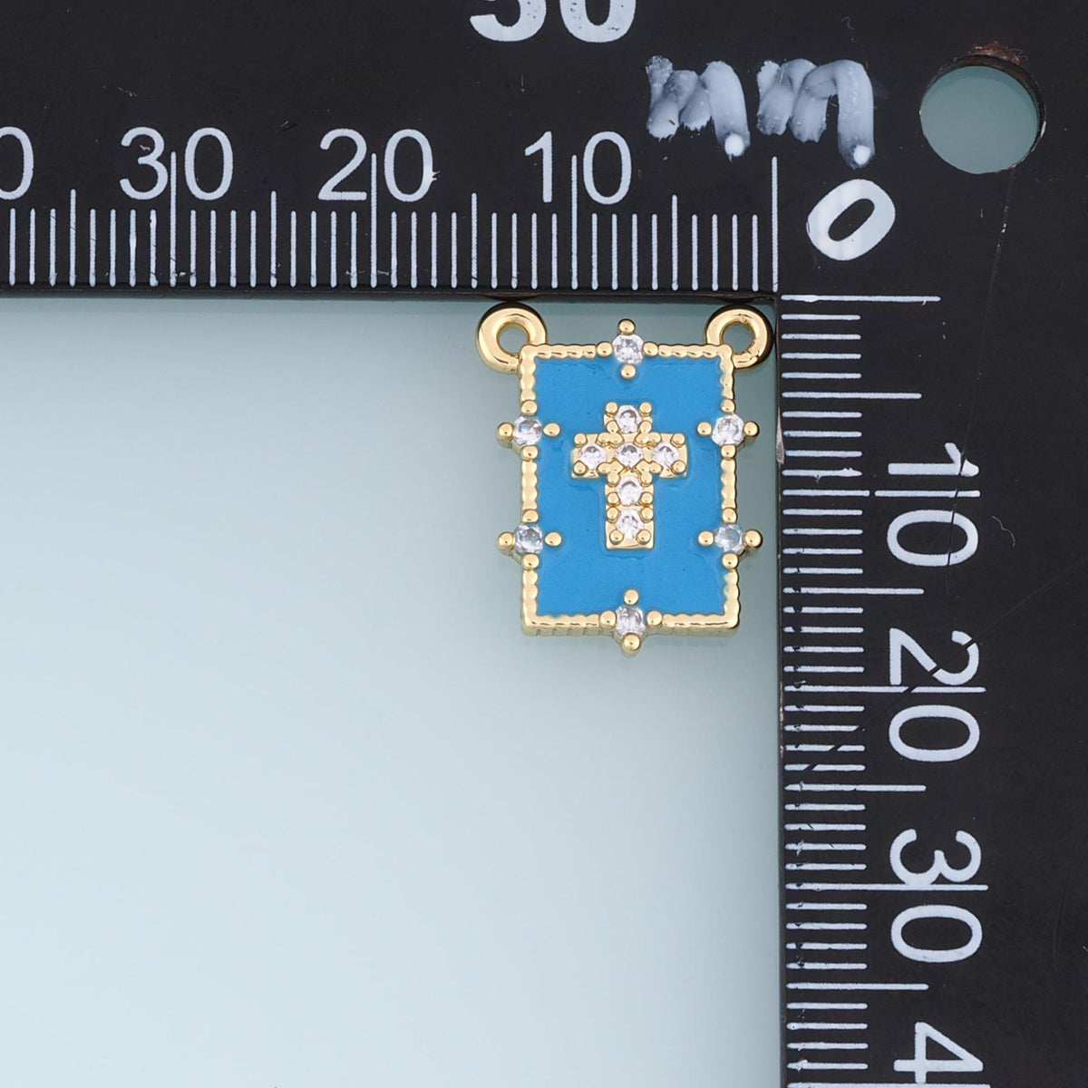 18K Gold Filled Cubic Zirconia Cross Connector for Jewelry Making