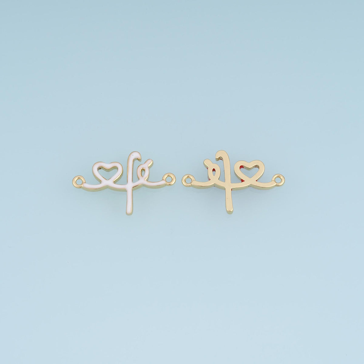 18K Gold Filled Enamel Heart Connector for Jewelry Making