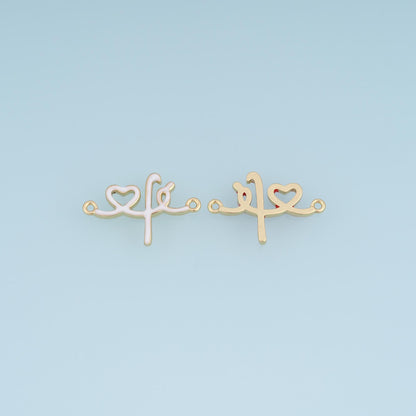 18K Gold Filled Enamel Heart Connector for Jewelry Making
