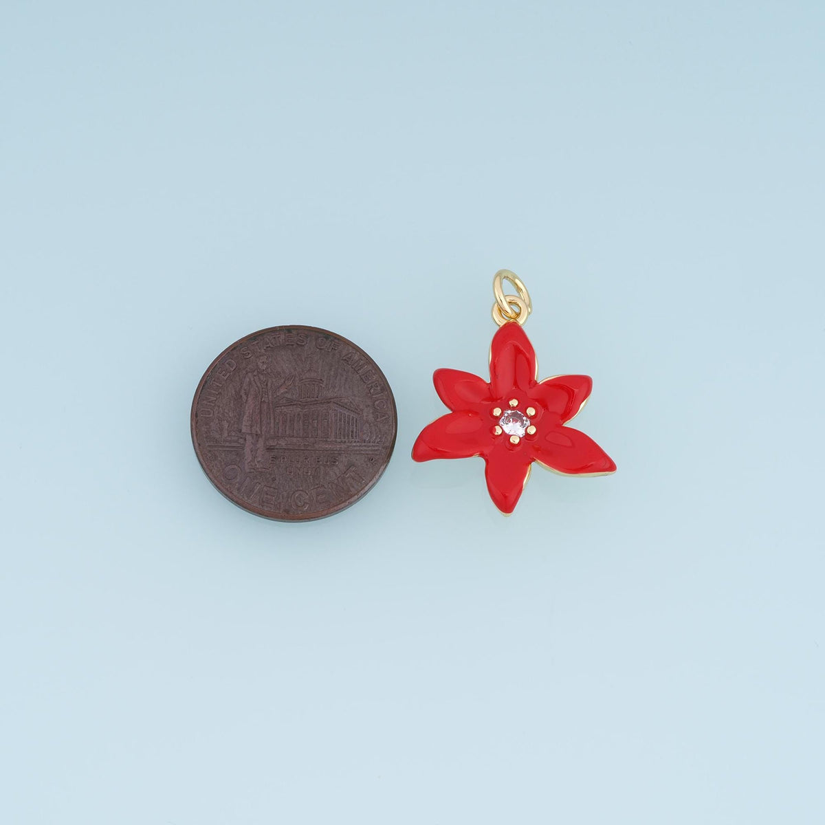 Gold Enamel Flower Pendant,18K Gold Filled CZ Floral Charm Bracelet Necklace for DIY Jewelry Making Supply
