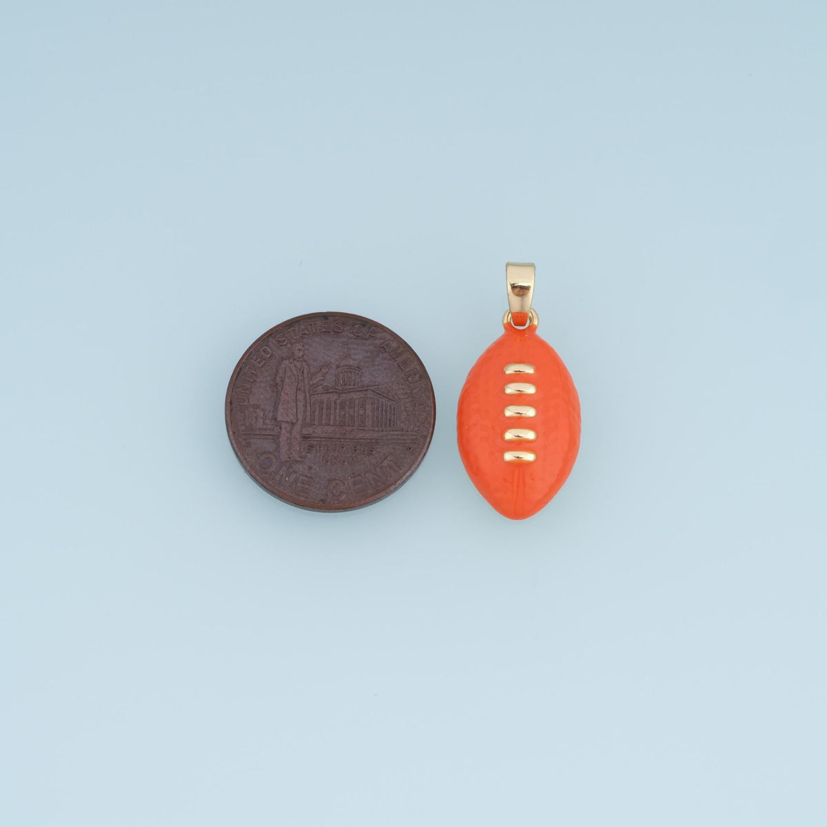 Gold Enamel Football Pendant,18K Gold Filled Sports Ball Charm Bracelet Necklace for DIY Jewelry Making Supply