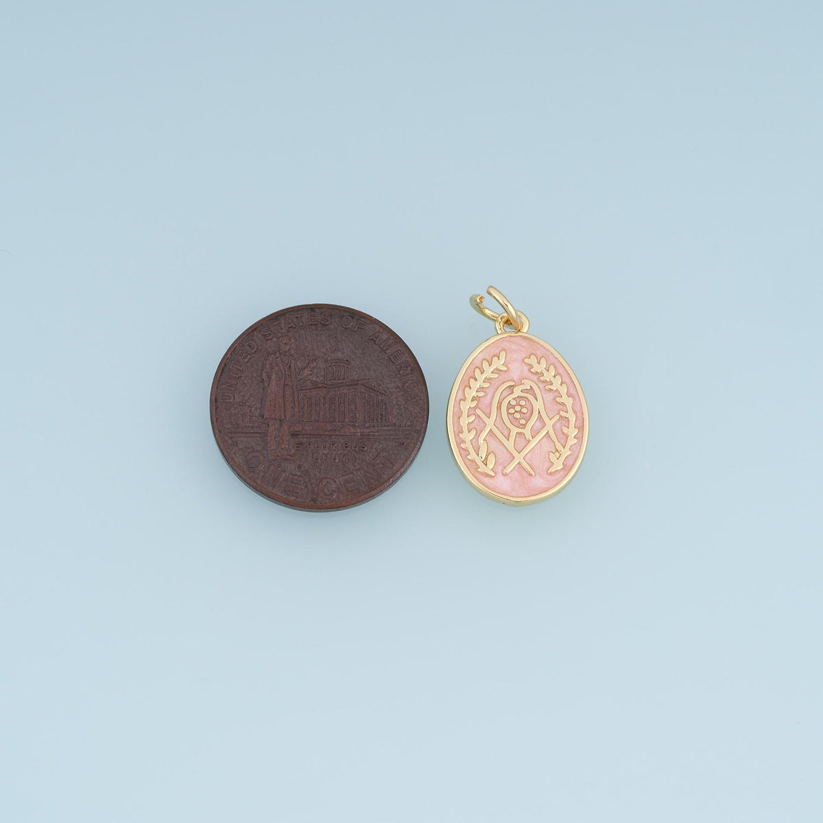 18K Gold Filled Enamel Oval Charm Pendant for Jewelry Making