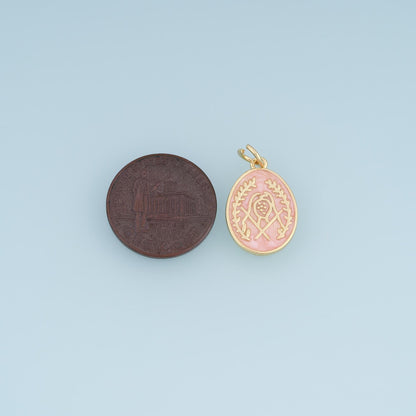 18K Gold Filled Enamel Oval Charm Pendant for Jewelry Making