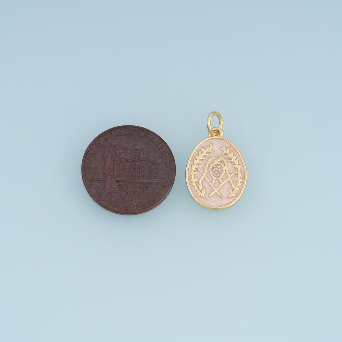 18K Gold Filled Enamel Oval Charm Pendant for Jewelry Making