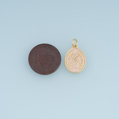 18K Gold Filled Enamel Oval Charm Pendant for Jewelry Making