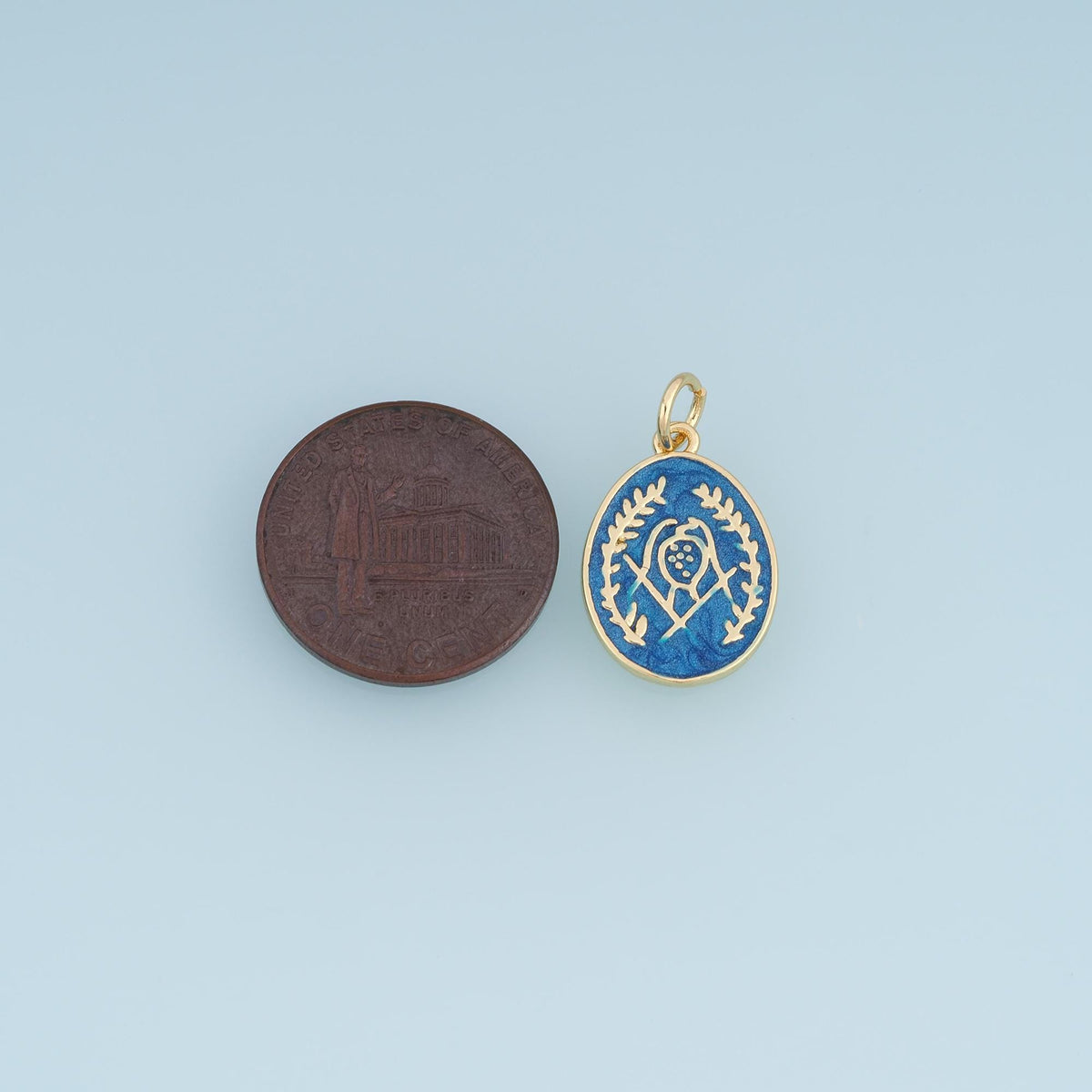 18K Gold Filled Enamel Oval Charm Pendant for Jewelry Making