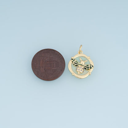 Gold Enamel Bee Pendant,18K Gold Filled Insect Charm Bracelet Necklace for DIY Jewelry Making Supply