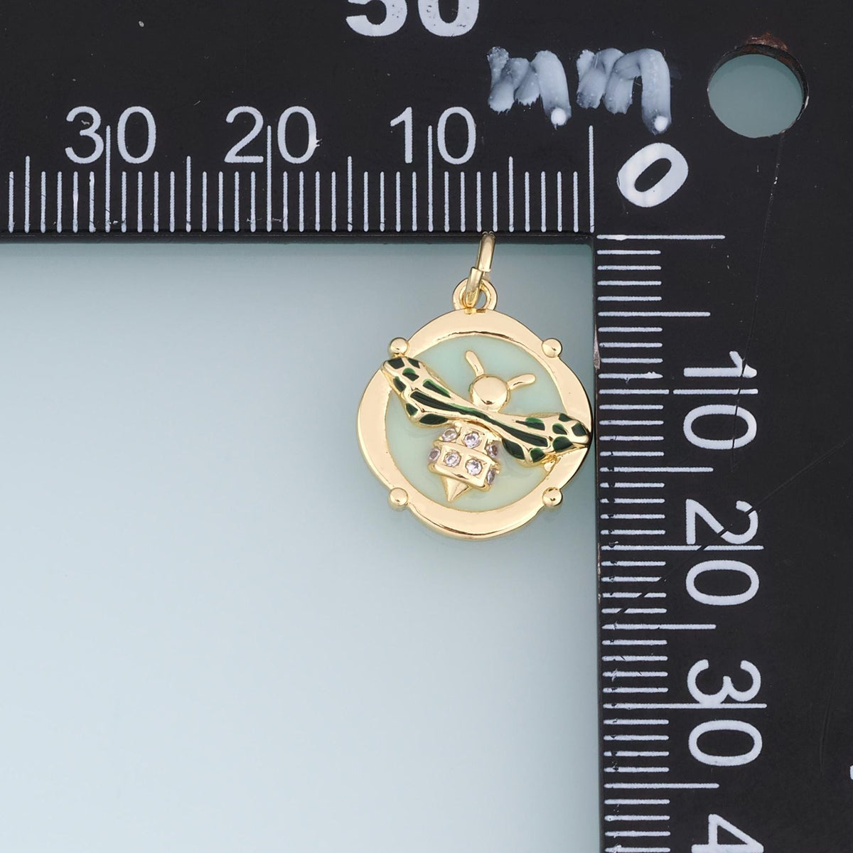 Gold Enamel Bee Pendant,18K Gold Filled Insect Charm Bracelet Necklace for DIY Jewelry Making Supply