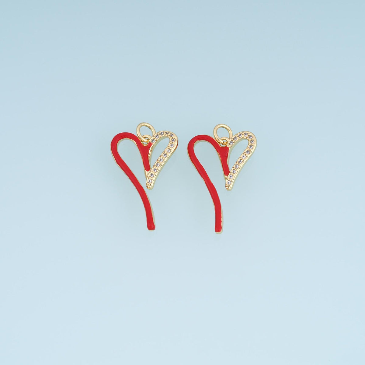 18K Gold Filled Enamel Heart Charm Pendant for Jewelry Making