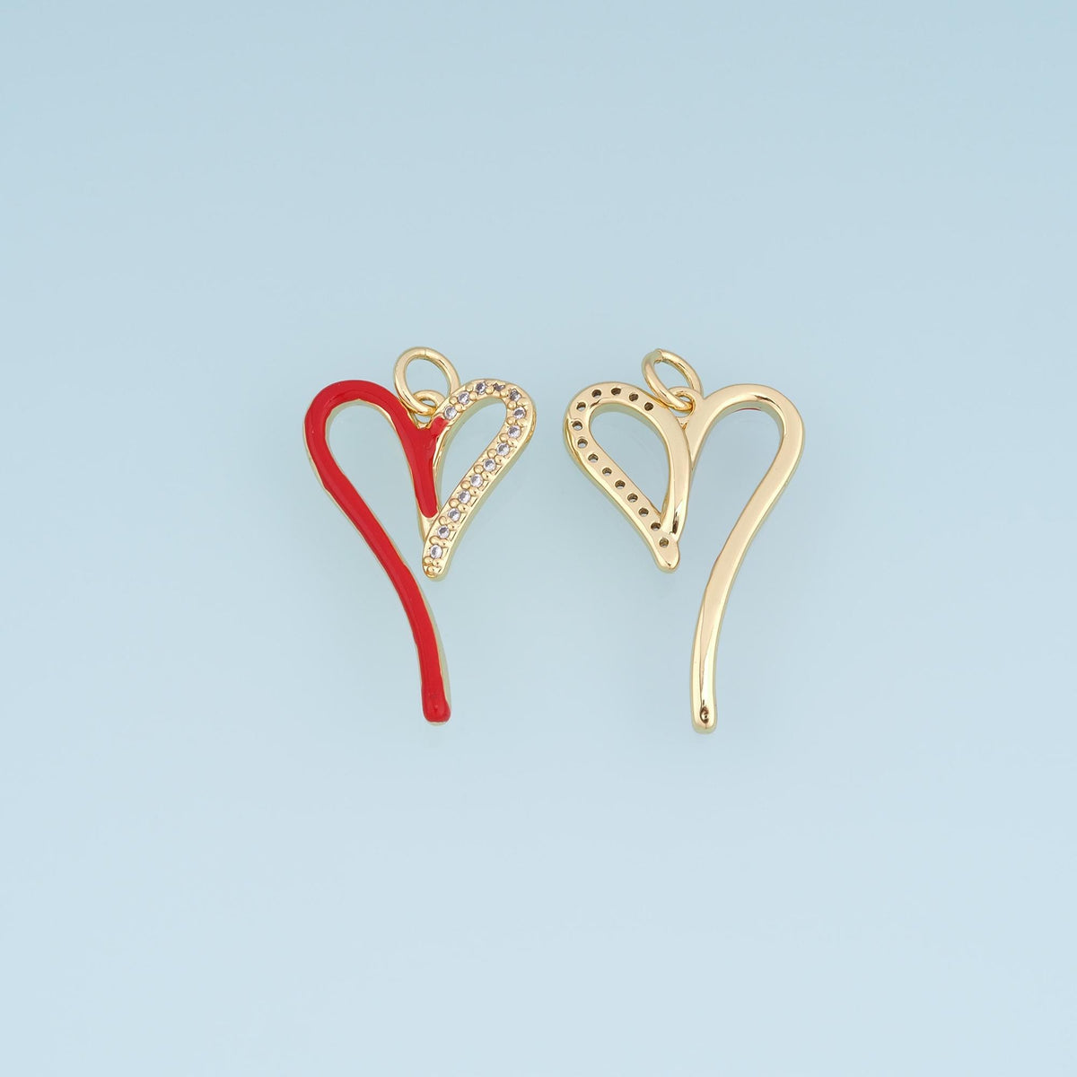 18K Gold Filled Enamel Heart Charm Pendant for Jewelry Making
