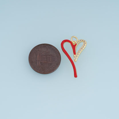 18K Gold Filled Enamel Heart Charm Pendant for Jewelry Making