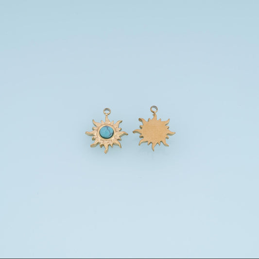 Sun Pendant ,14K Gold Natural Stone Charm DIY Charm for Necklace Bracelet Making